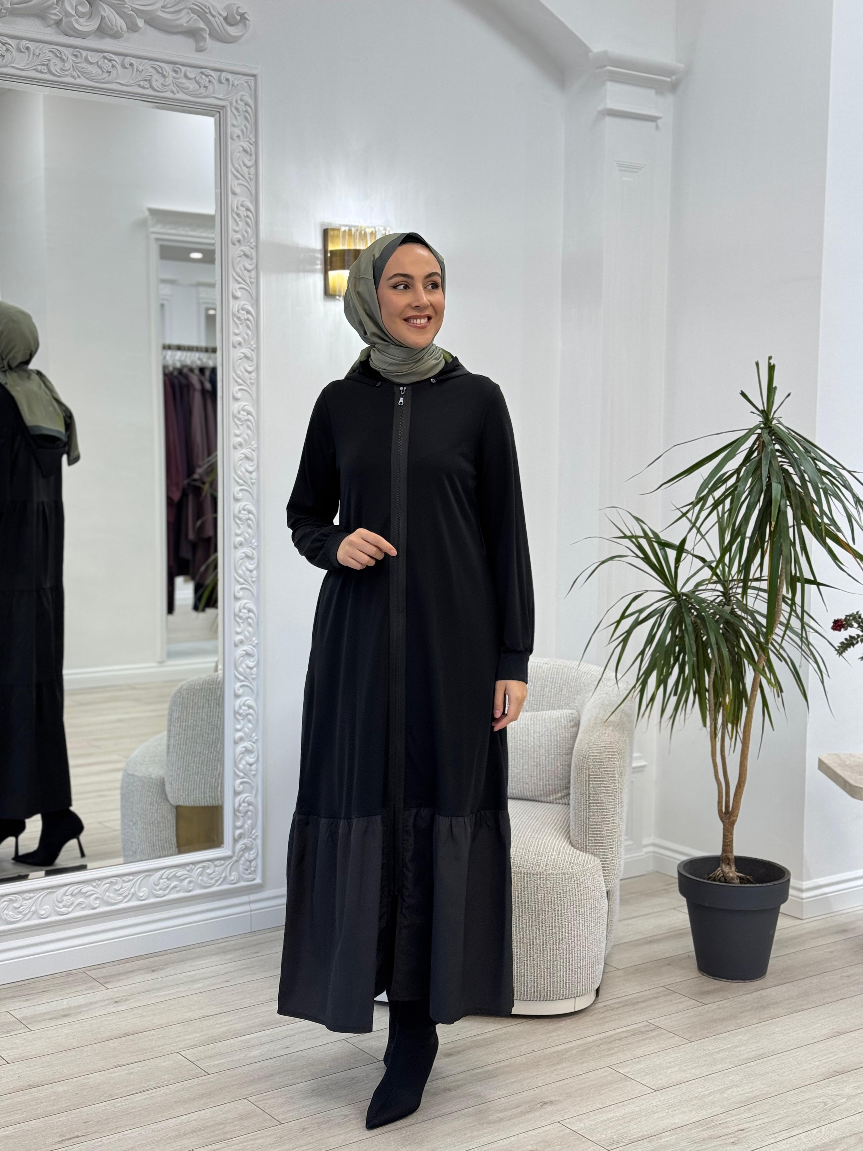 Nurcan Çetin Arkası Paraşüt Ferace Siyah 1968 - Babilbutik