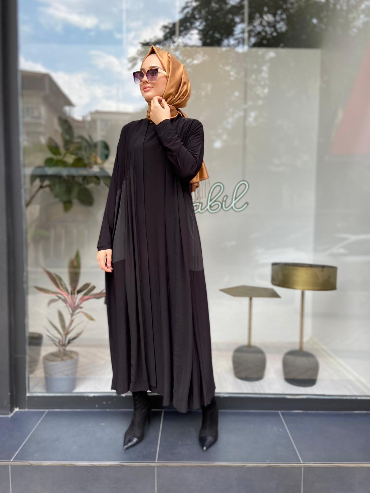 Nurcan Çetin Arkası Şifon Siyah Yelek 24719 - Babilbutik