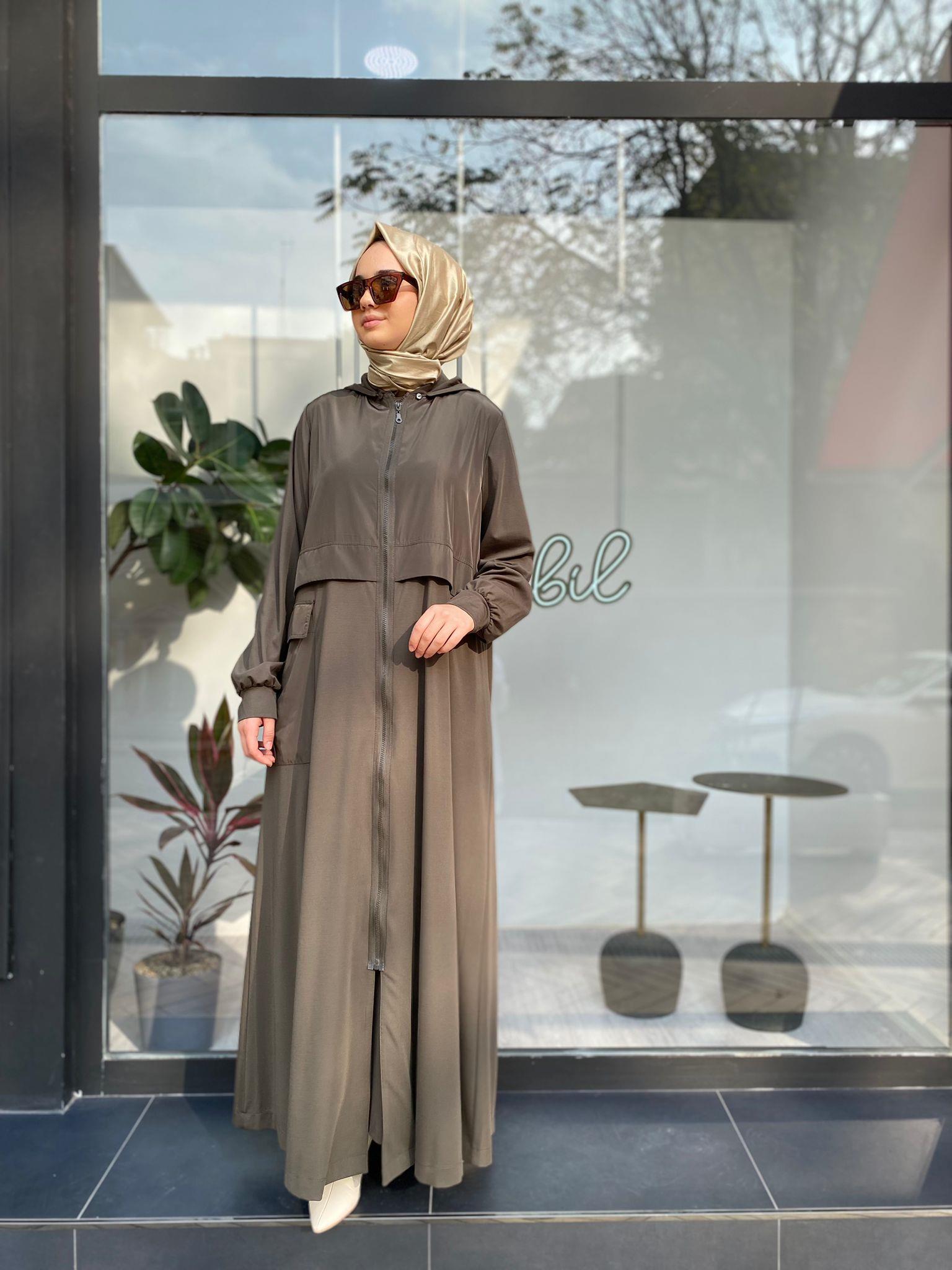 meru子 Nurcan Çetin Paraşüt Detaylı Ferace Haki 24900 - Babilbutik