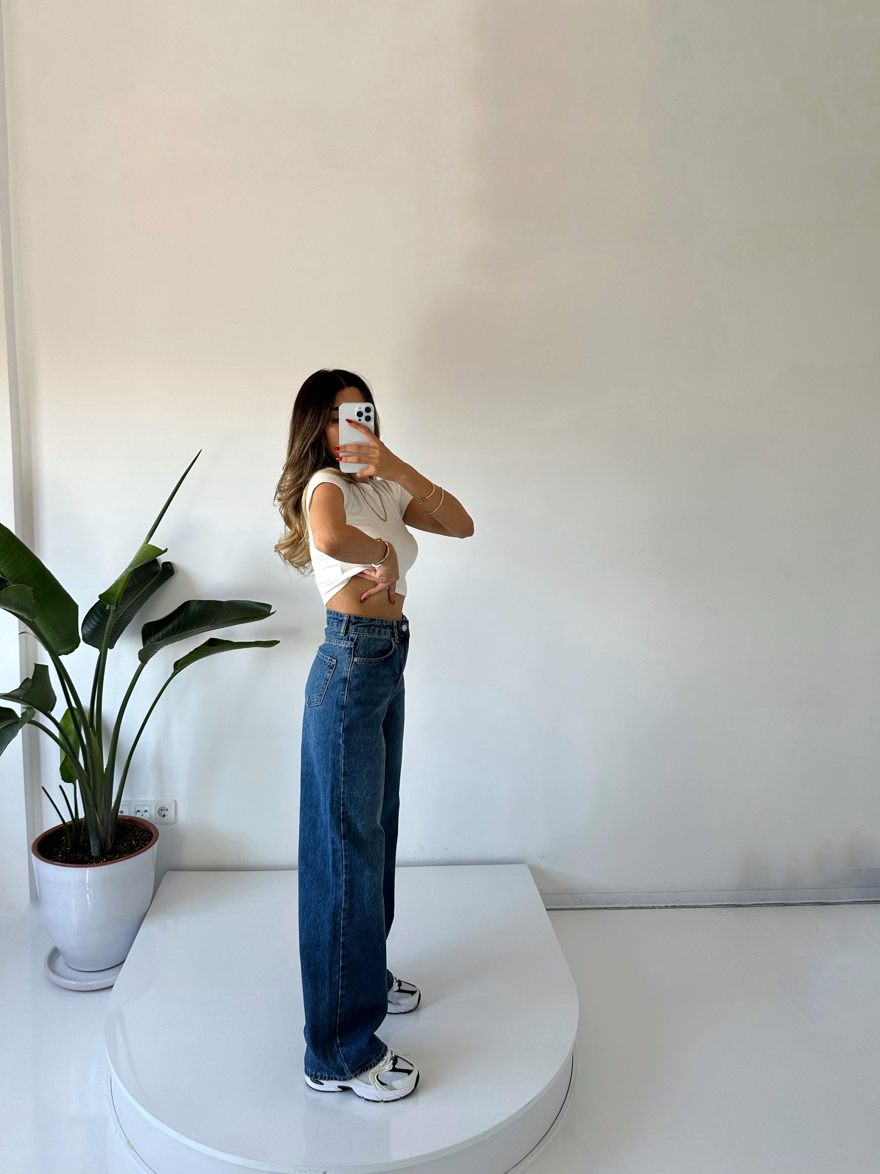 Dark blue 2025 wide leg jeans