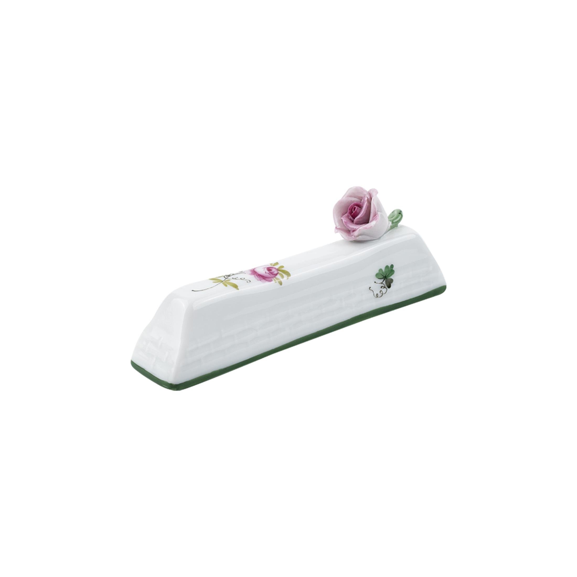HEREND Knife Rest Vienna Rose Green Striped Pink Rose