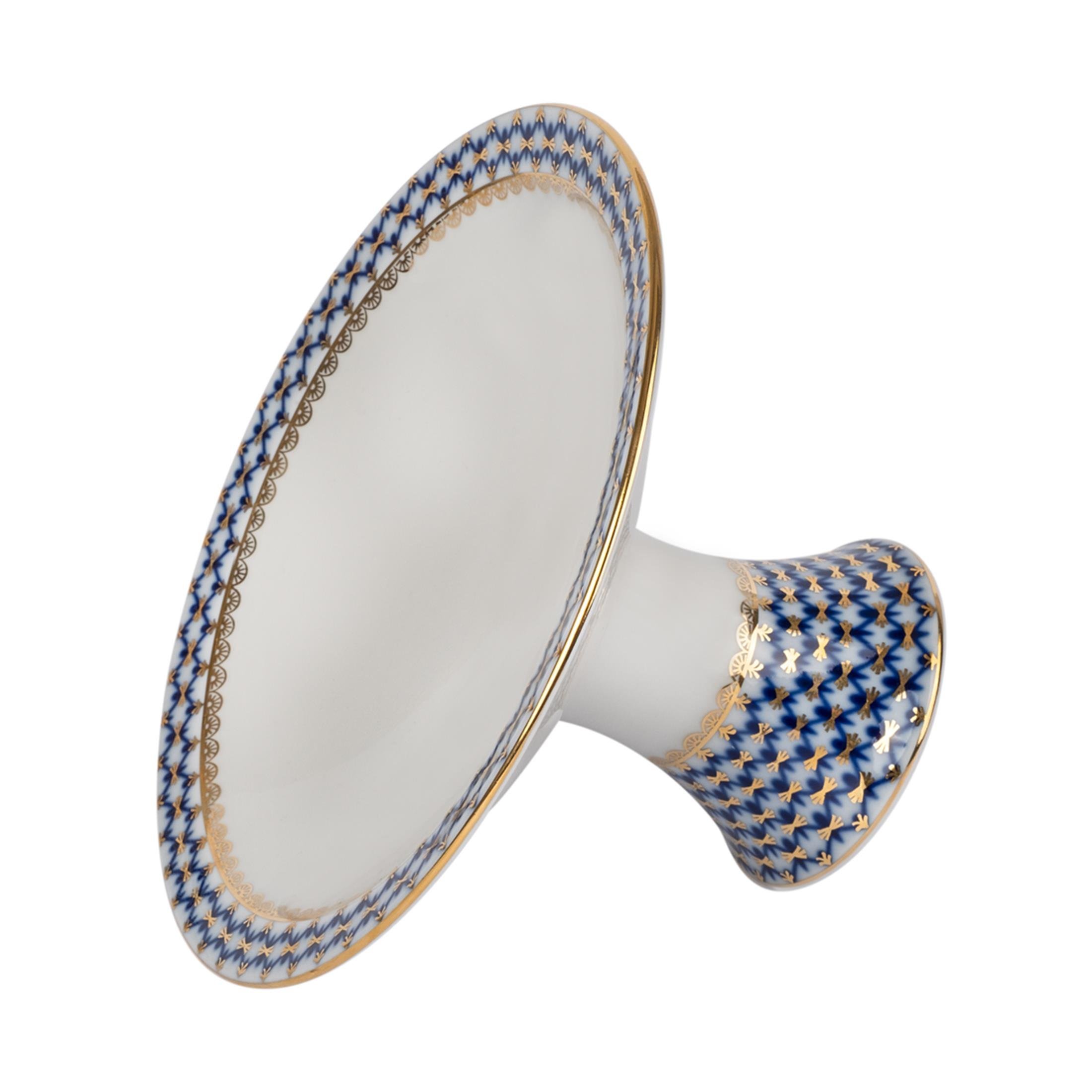 IMPERIAL PORCELAIN Ayaklı Meyvelik Küçük Cobalt net Mavi