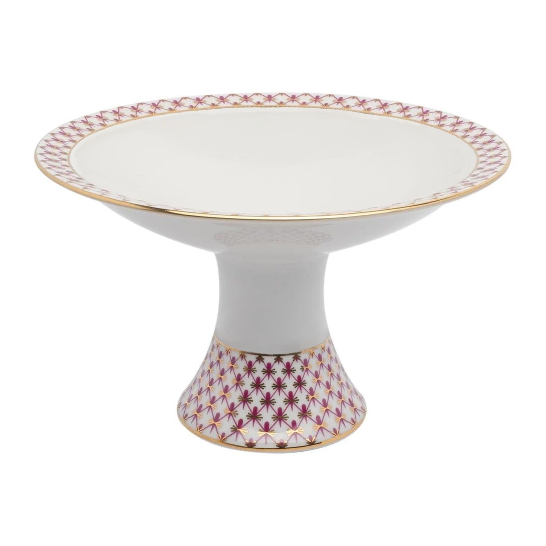 IMPERIAL PORCELAIN Ayaklı Meyvelik Küçük Net-blues Pembe