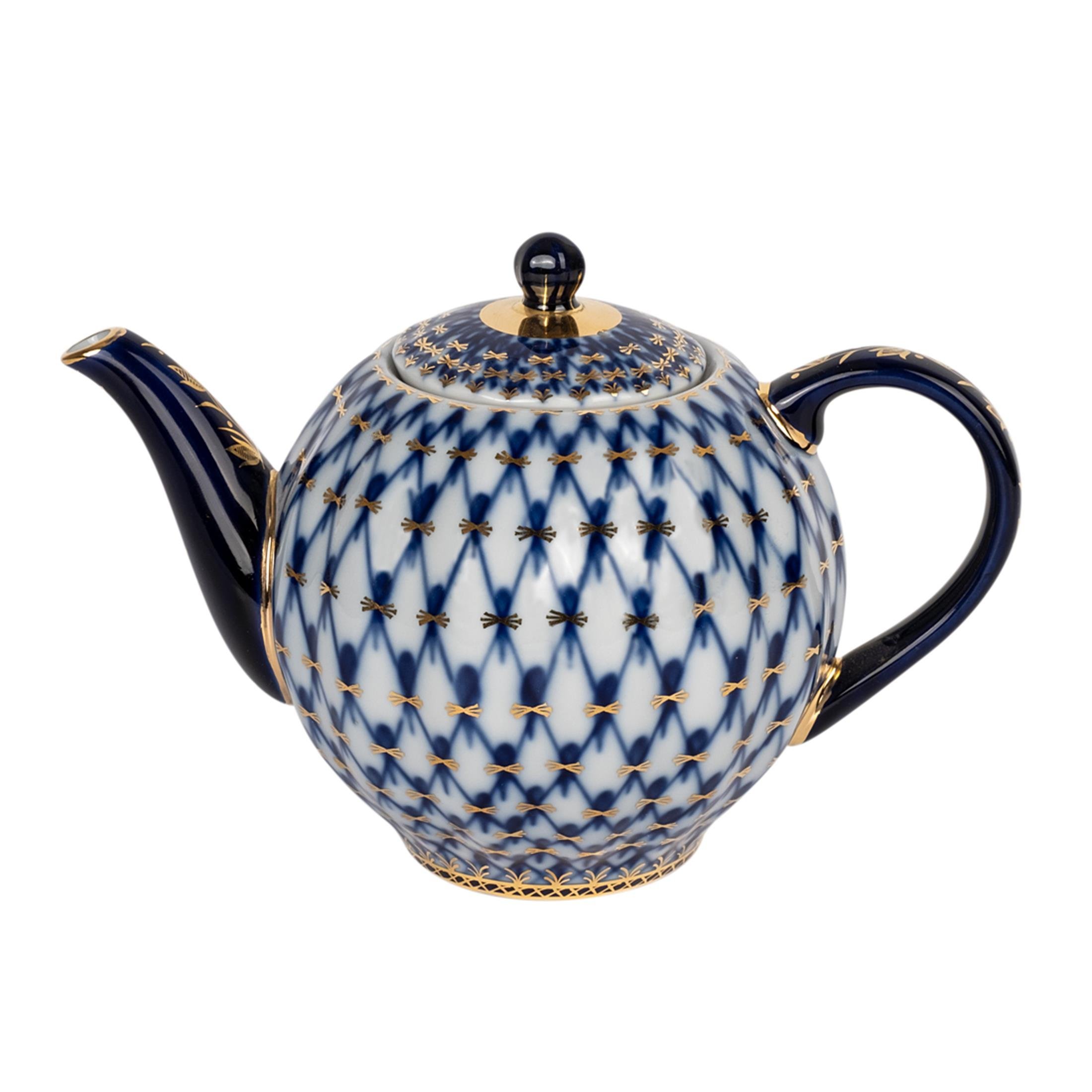 IMPERIAL PORCELAIN Teapot 600 ml Cobalt net Blue