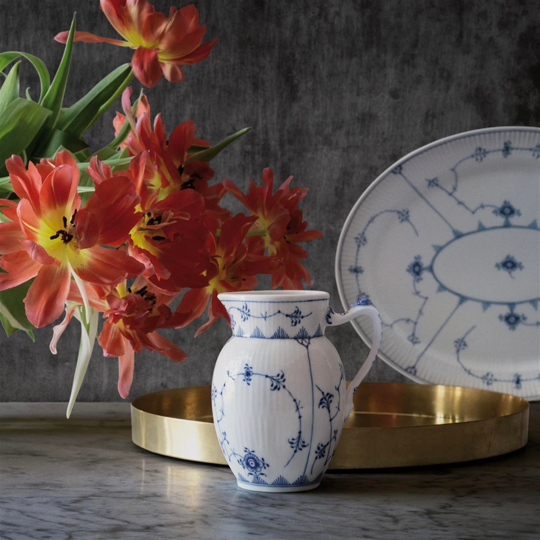 ROYAL COPENHAGEN Jug 380 ml Blue Fluted Plain