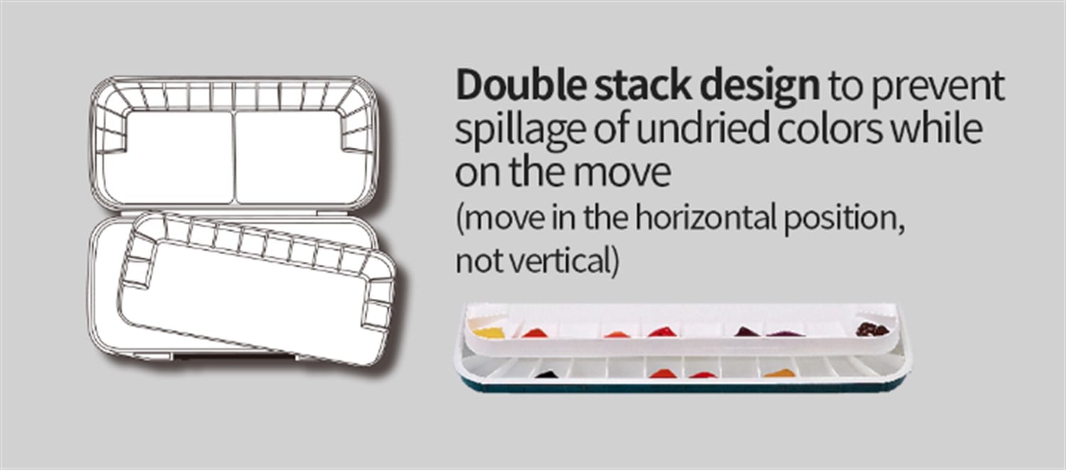 Mijello Watercolor Palette MWP-1630 Airtight Double Decker 30 Wells  335x175x30mm