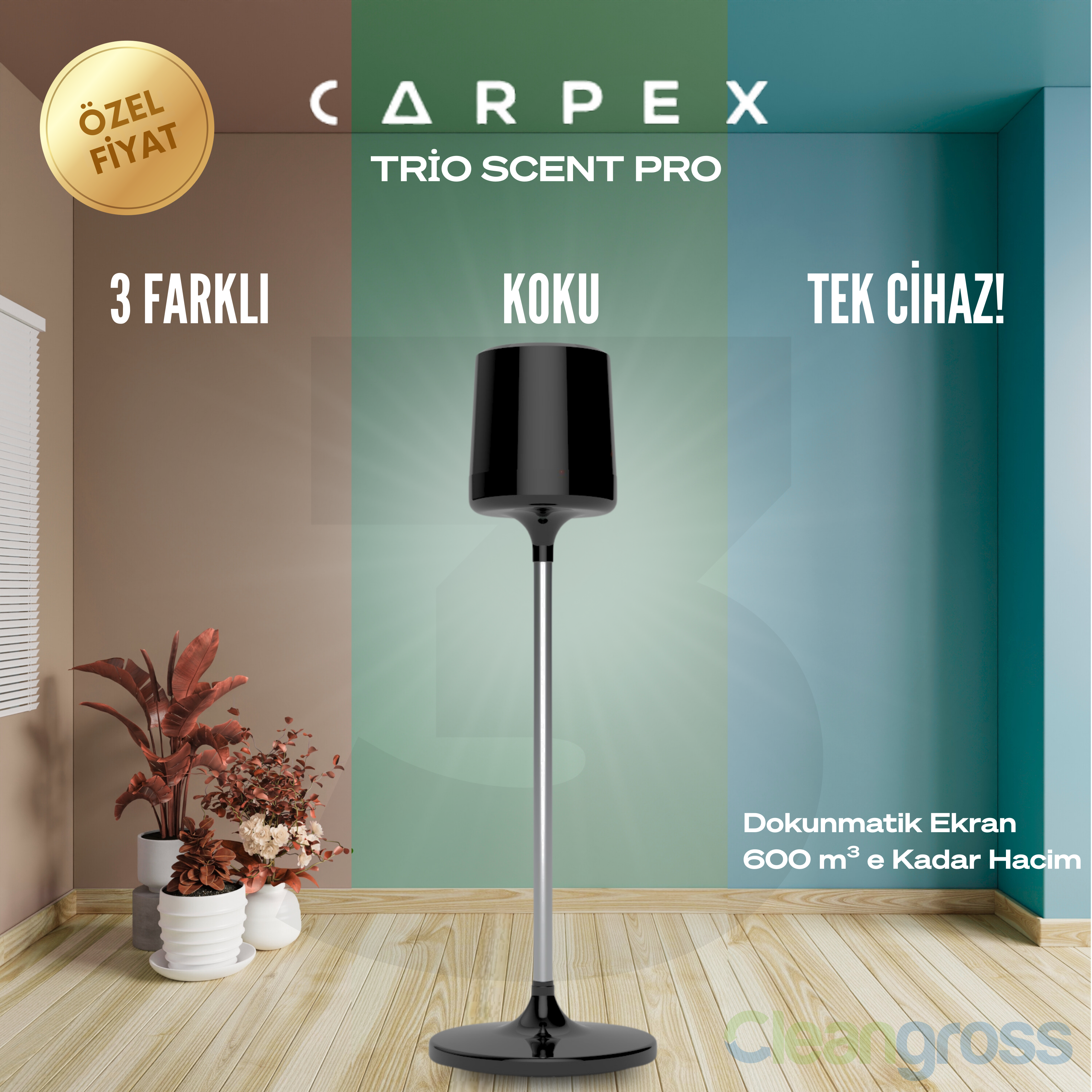 Carpex TrioScent Pro Koku Difüzörü - Siyah | cleangross.com