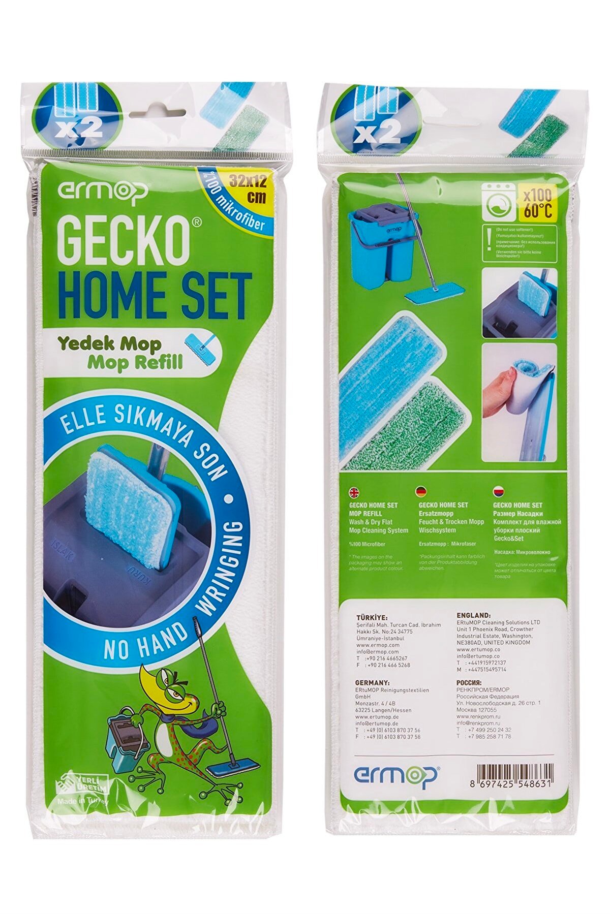 Ermop Gecko Tablet Mop Temizlik Seti 2 Bezli