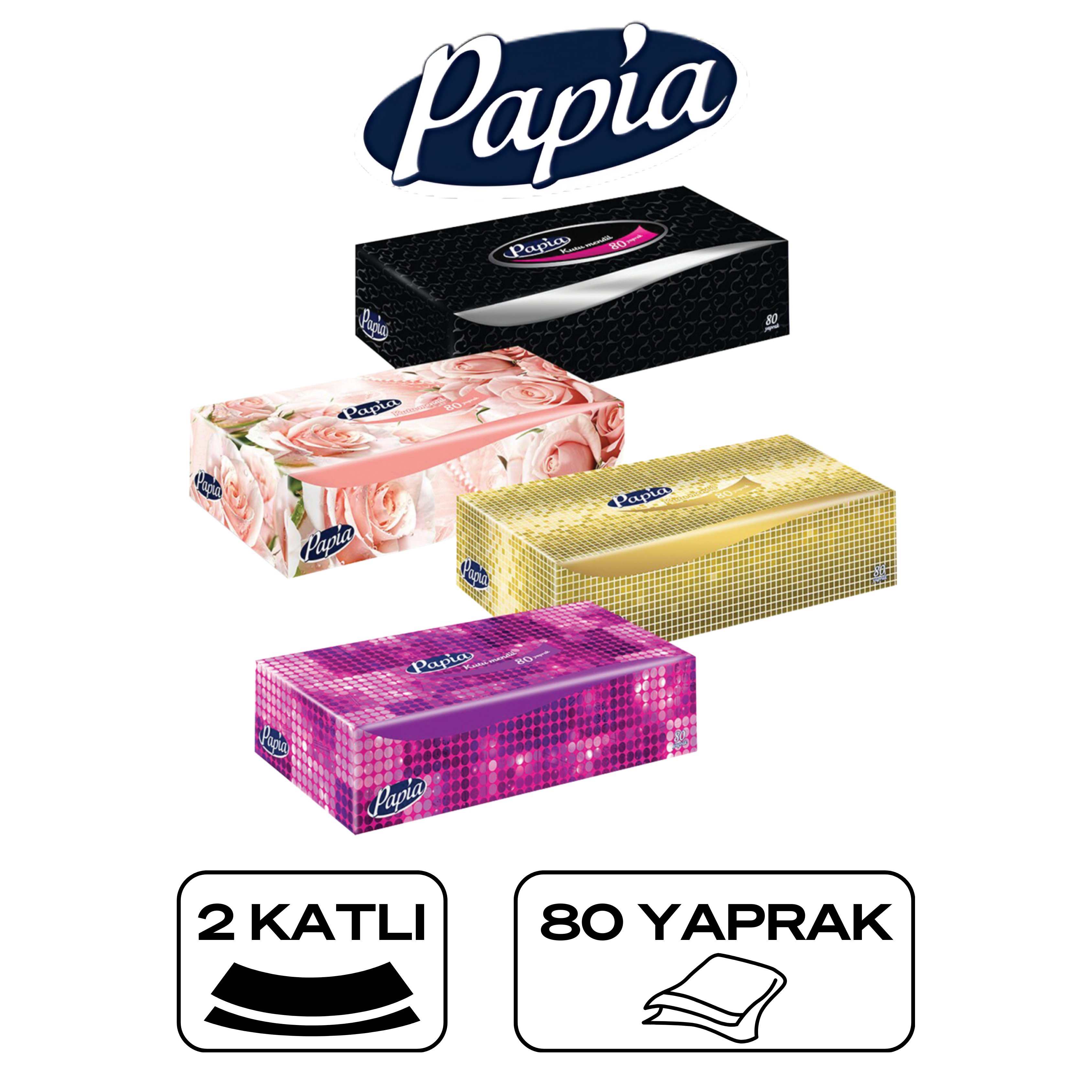 PAPİA Maxi Kutu Mendil 80 Yaprak X 24 Paket
