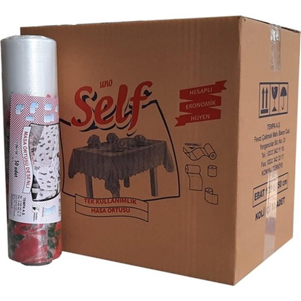 Self Tek Kullanımlık Naylon Masa Örtüsü 120x150 cm 50 Li x 12 Rulo 1 Koli