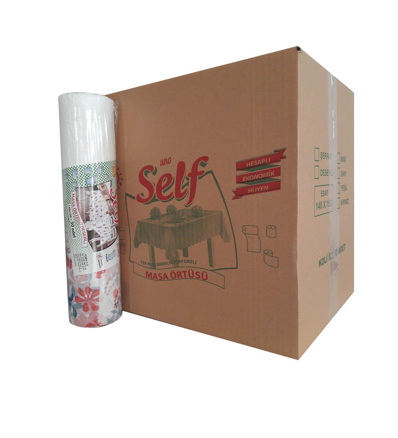 Self Tek Kullanımlık Naylon Masa Örtüsü 140x150 cm 50 Li x 12 Rulo 1 Koli