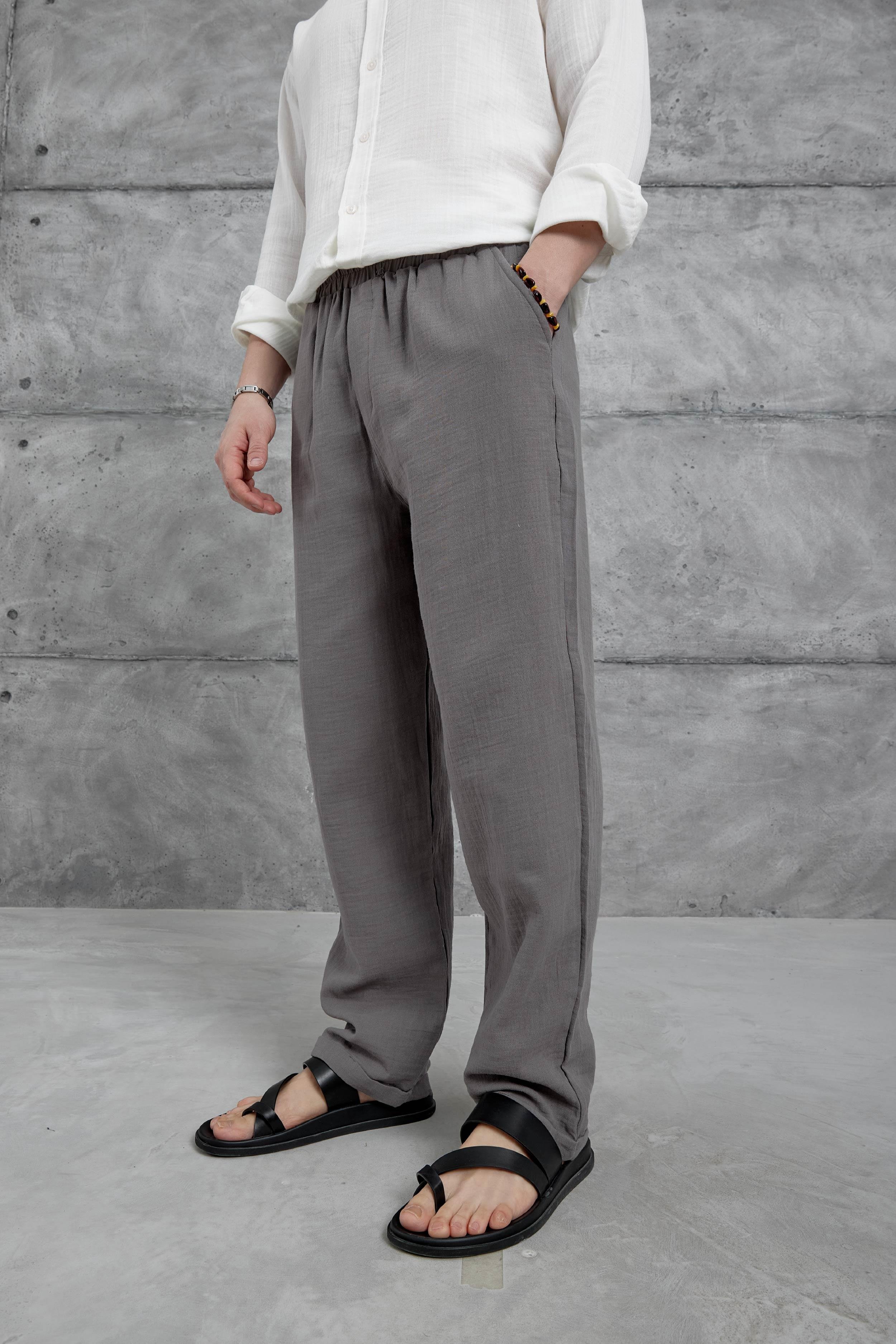 Gri Nmrc Müslin Baggy Pantolon