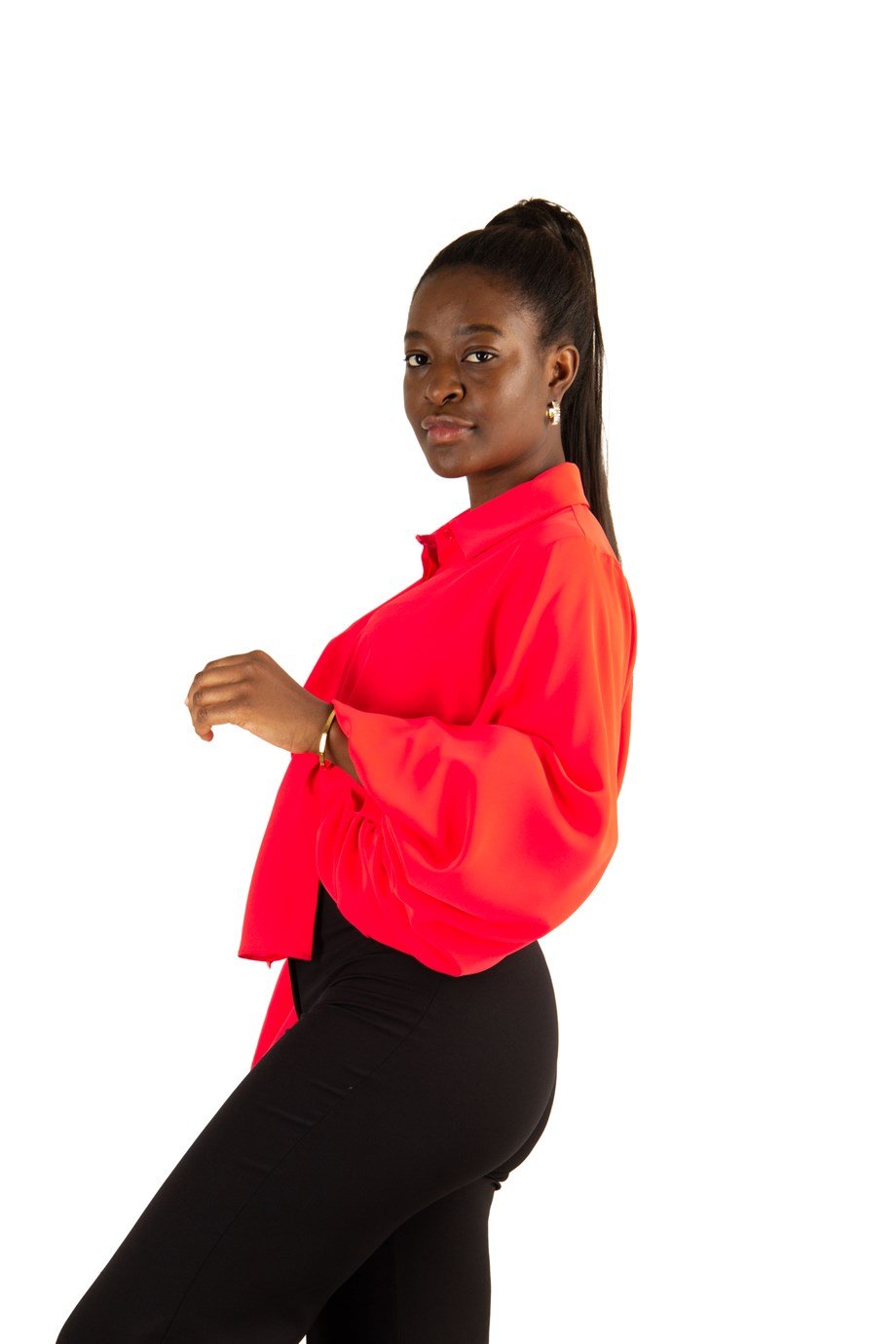 Bishop Sleeves Blouse - Coral - Wholesale Womens Clothing Vendors