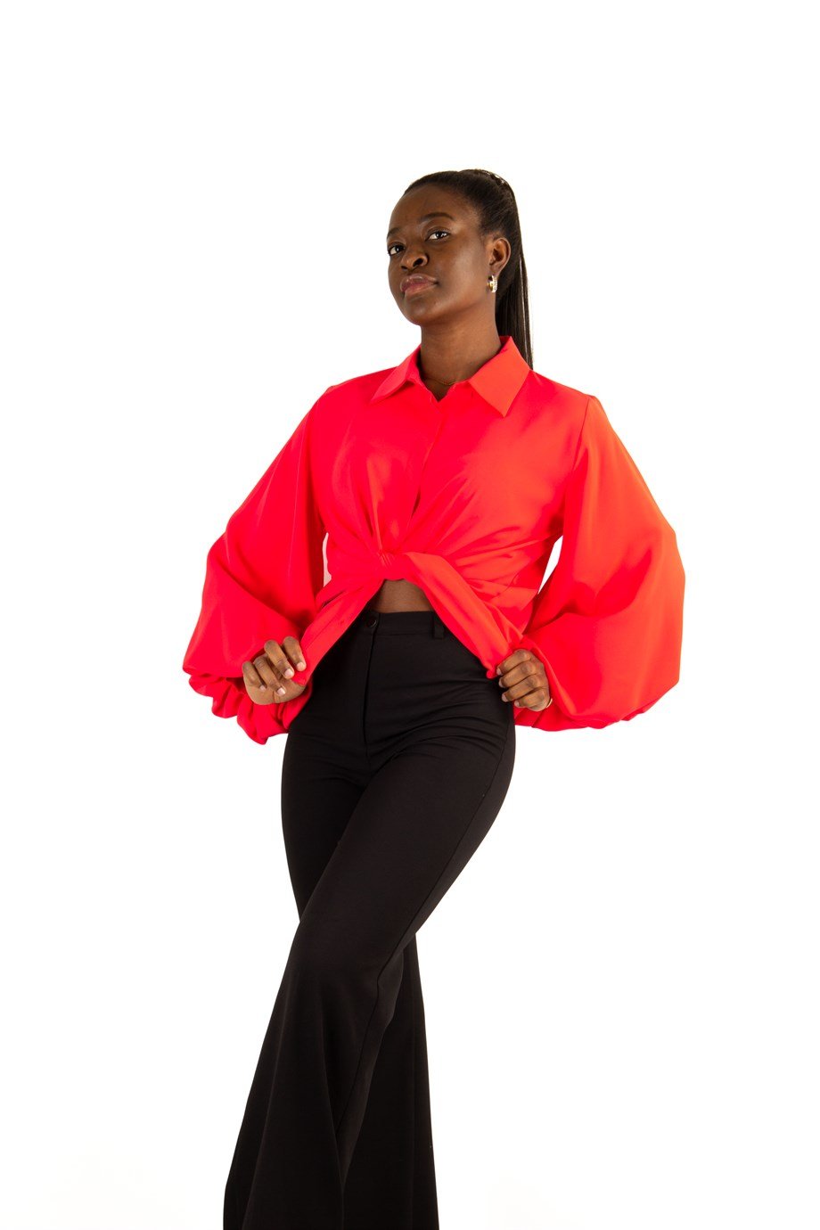 Bishop Sleeves Blouse - Orange - Wholesale Womens Clothing Vendors For  Boutiques
