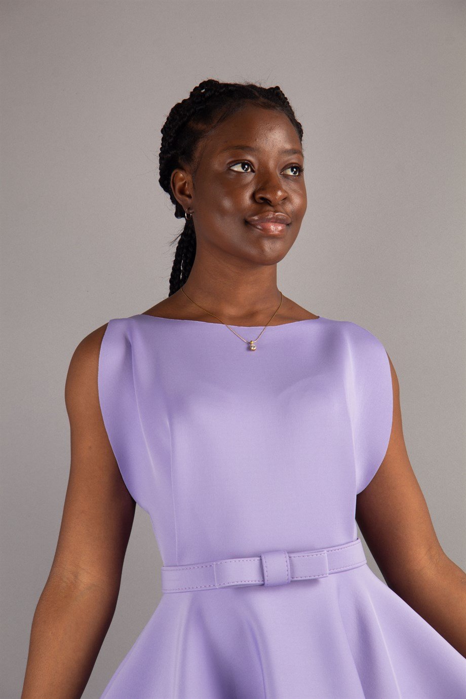 Boat Neck Sleeveless Flare Scuba Dress - Lilac - Wholesale Womens Clothing  Vendors For Boutiques