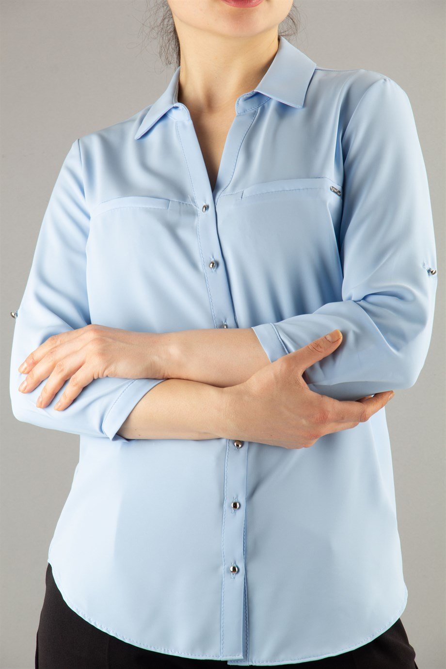 Classic Office Big Size Shirt - Baby Blue - Wholesale Womens Clothing  Vendors For Boutiques