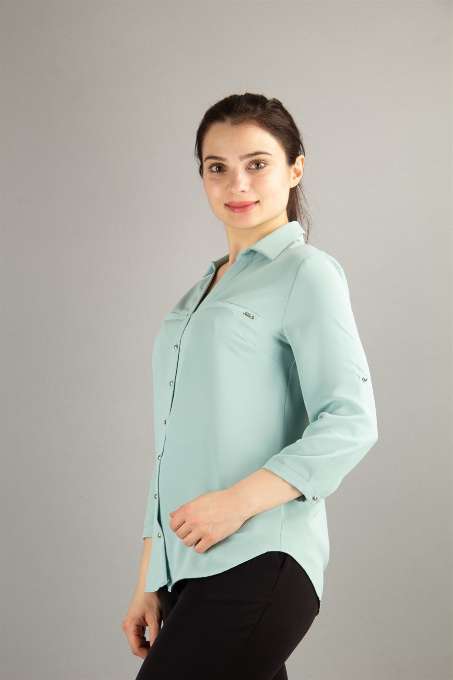 Classic Office Big Size Shirt - Mint Green - Wholesale Womens Clothing  Vendors For Boutiques
