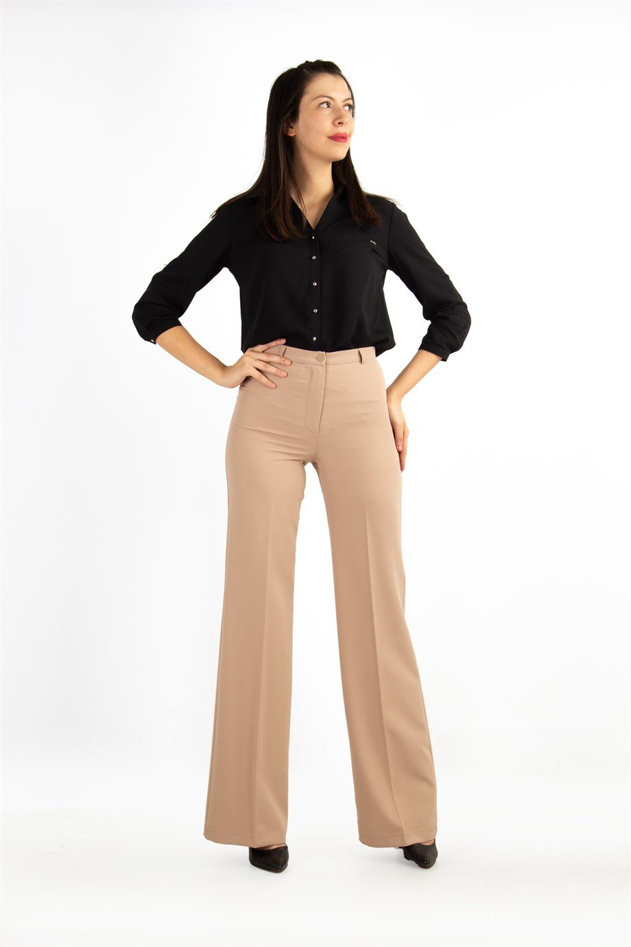 Classic Pants Office Trouser - Beige - Wholesale Womens Clothing