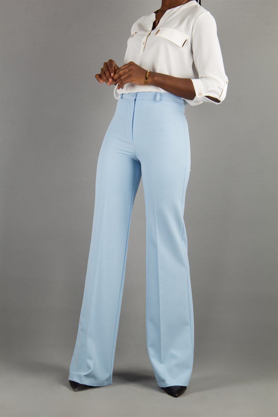 Classic Pants Office Trouser - Baby Blue - Wholesale Womens