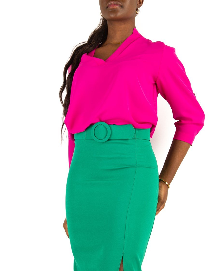 Jade green top pencil skirt