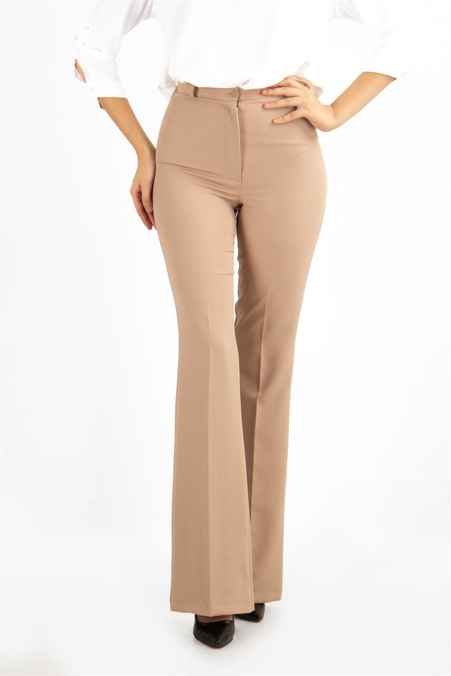 Classic Trouser Office Pant - Beige - Wholesale Womens Clothing