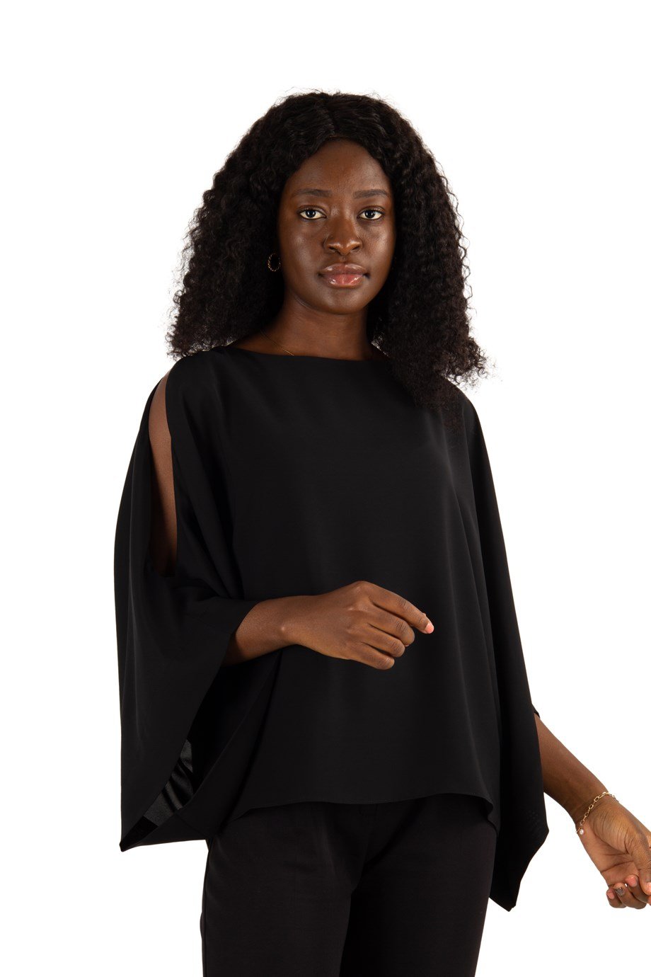 Cold Shoulder Kimono Sleeve Top - Black - Wholesale Womens Clothing Vendors  For Boutiques