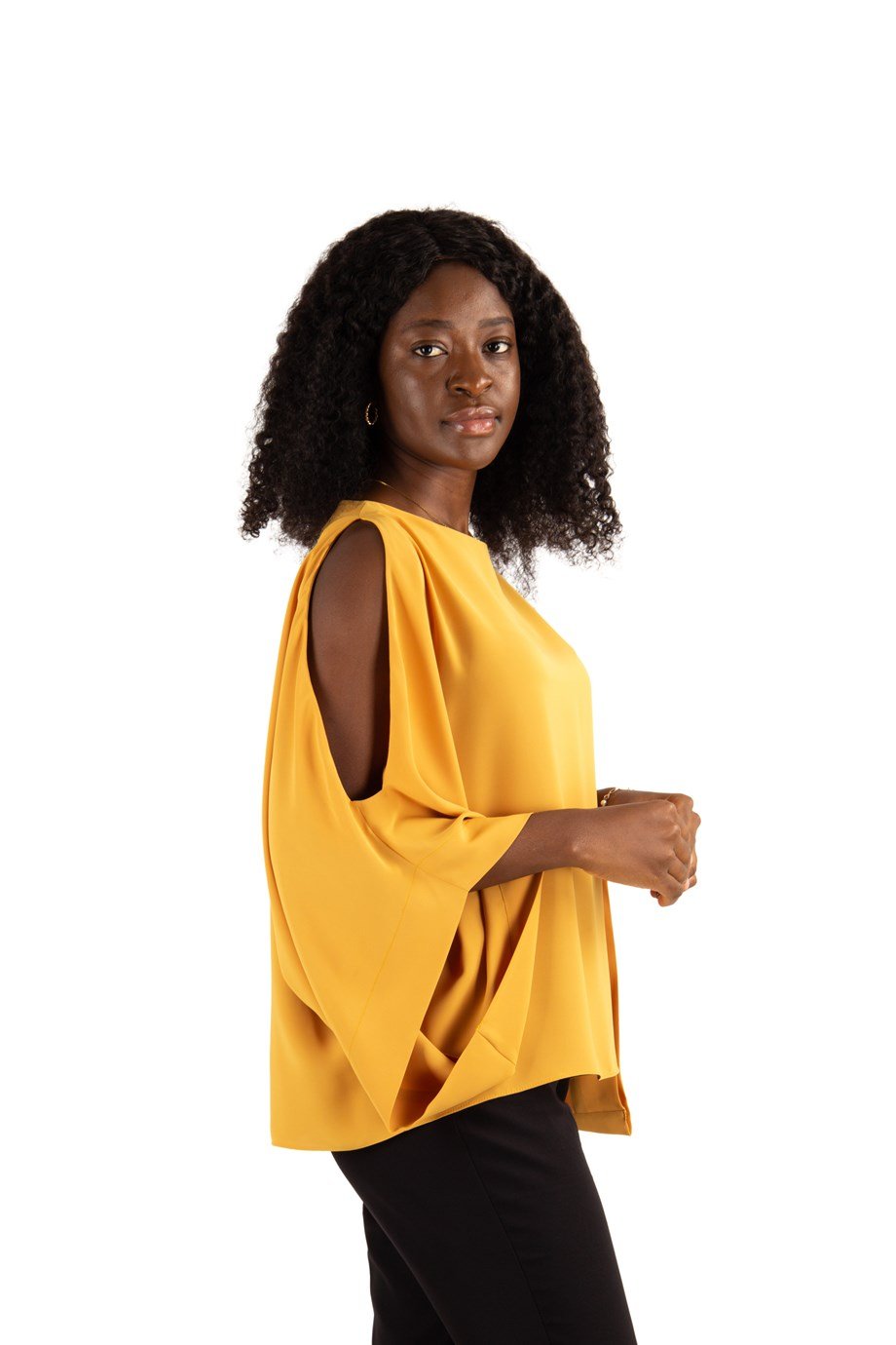 Cold Shoulder Kimono Sleeve Top - Mustard - Wholesale Womens Clothing  Vendors For Boutiques