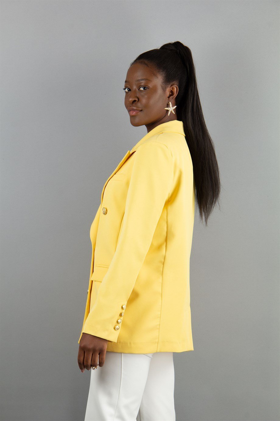 Yellow blazer coat sale