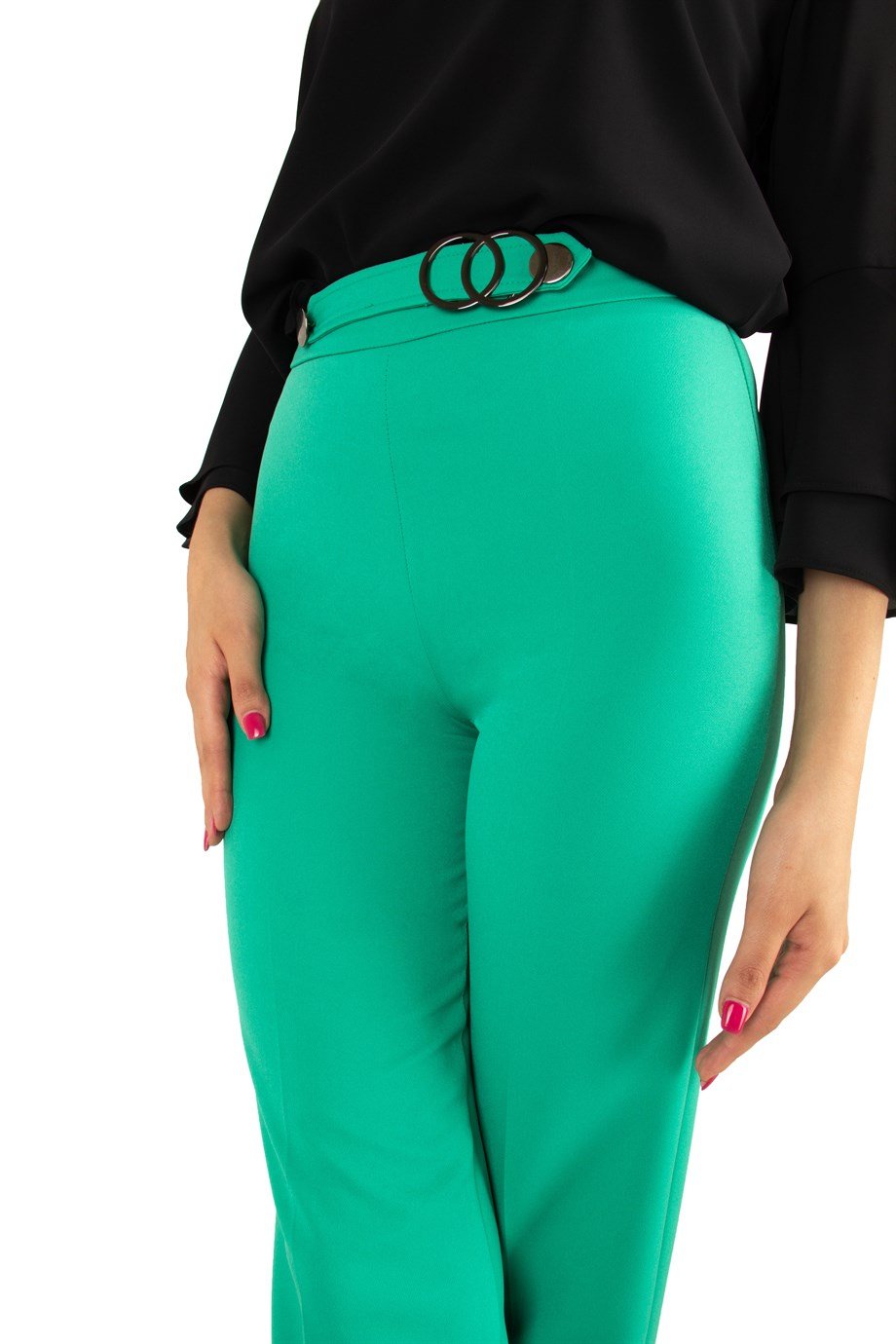 High Rise Flared Trouser - Grass Green