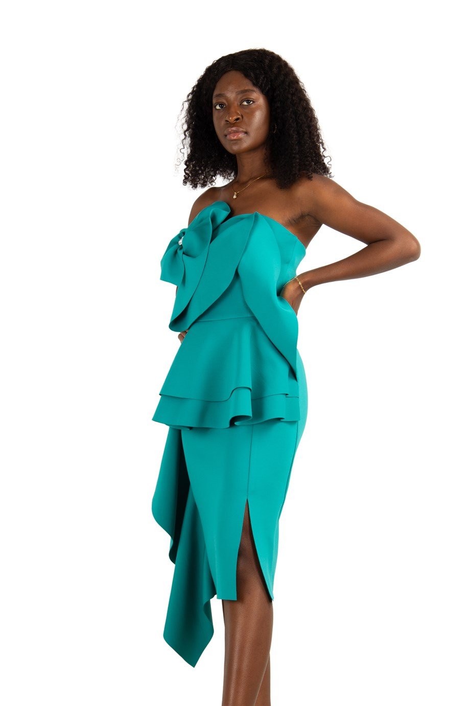 Dress with big flower on shoulder 2025