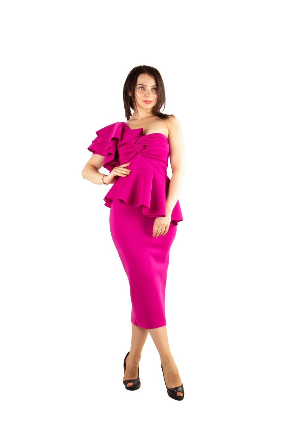 Final Plus Size Short Sleeve Peplum Dress in Black Scuba – Chic