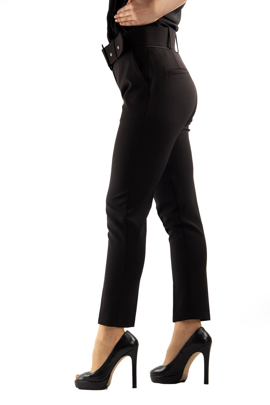 Pants With Matching Belt Casual Formal Office Trousers For Ladies - Black - Wholesale  Womens Clothing Vendors For Boutiques