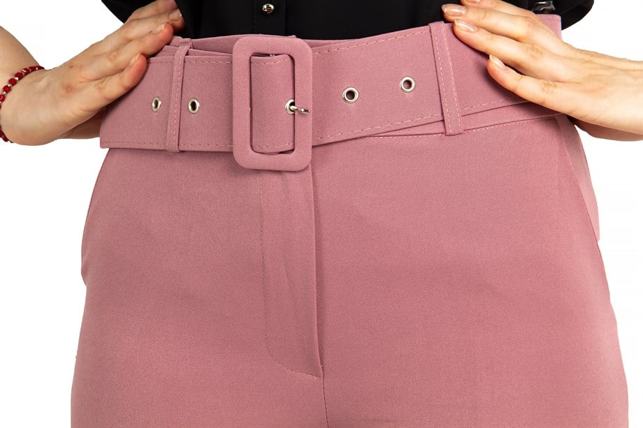 Pants With Matching Belt Casual Formal Office Trousers For Ladies - Dusty  Rose - Wholesale Womens Clothing Vendors For Boutiques