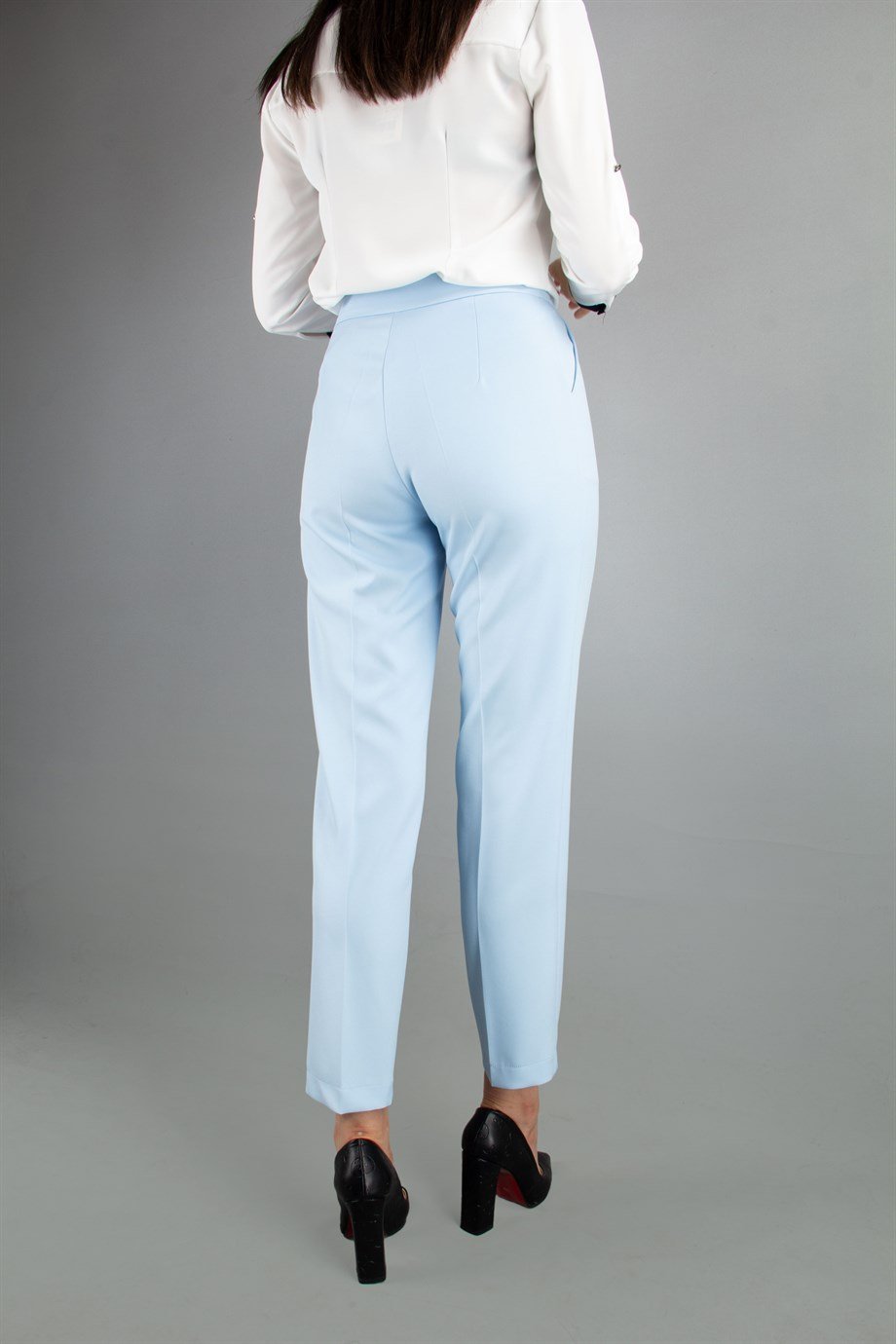 High Waist Chain Belt Pant - Baby Blue