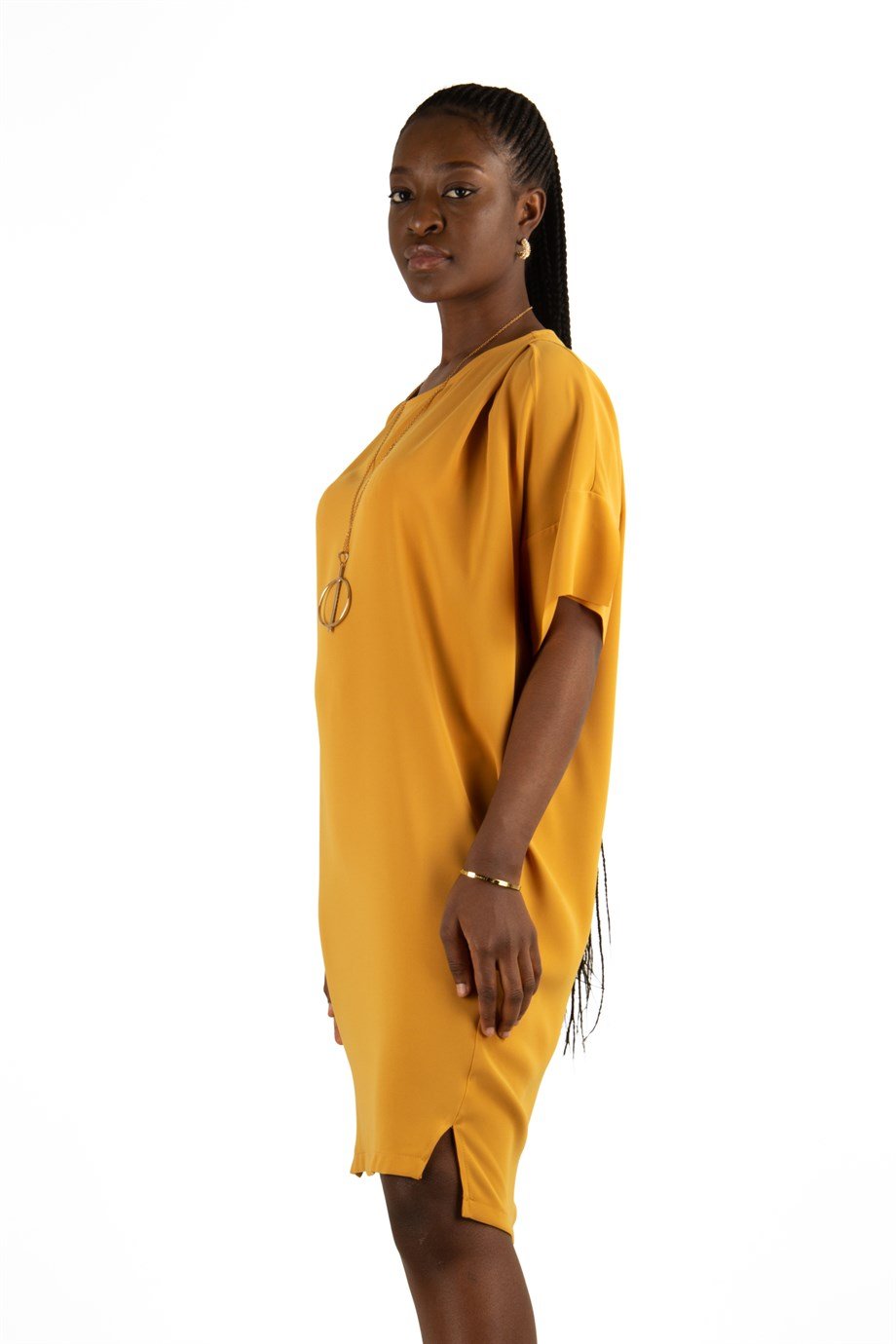 Mustard dress midi online