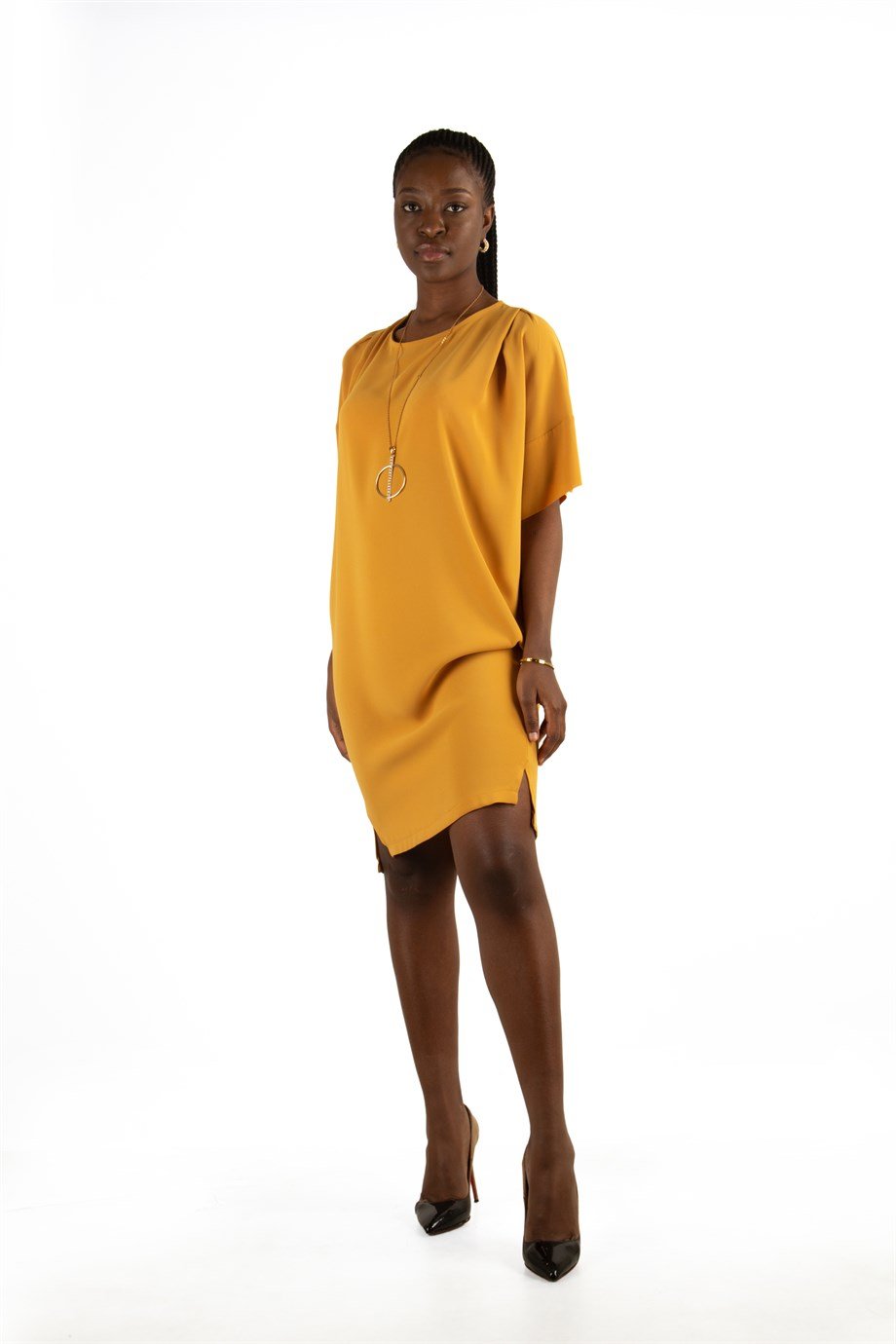Short mustard top yellow dress