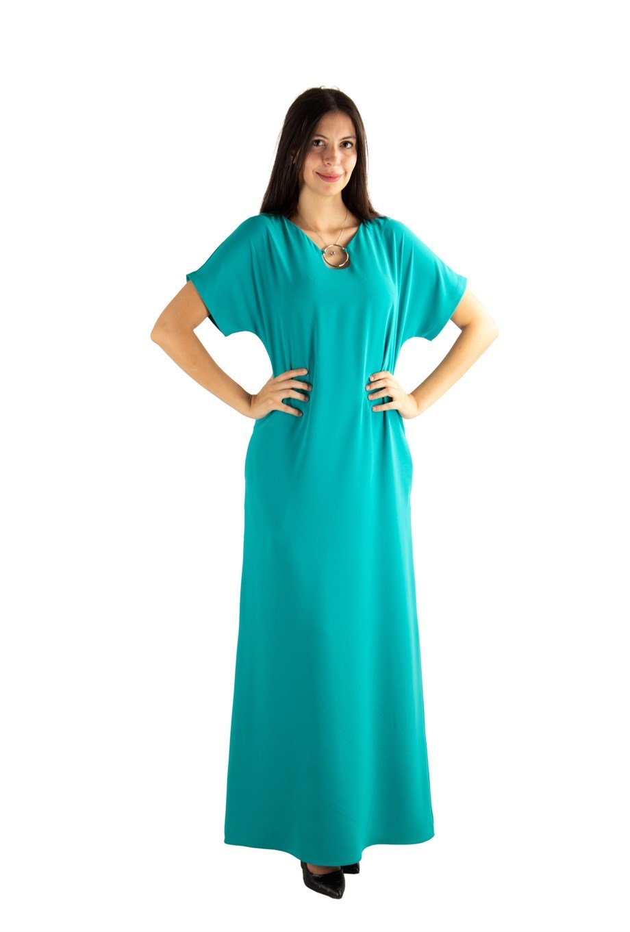 Ring Detail Long Dress Benetton Green Wholesale Womens
