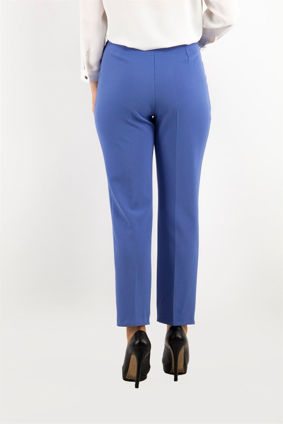 Trousers With Matching Belt Casual Formal Office Pants For Ladies - Indigo  - Wholesale Womens Clothing Vendors For Boutiques