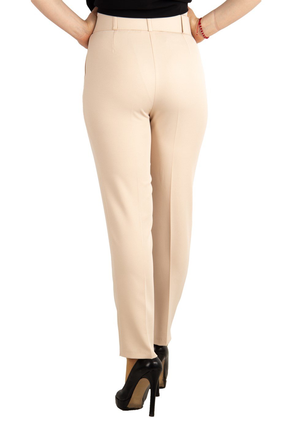 Trousers With Matching Belt Casual Formal Office Pants For Ladies - Cream - Wholesale  Womens Clothing Vendors For Boutiques