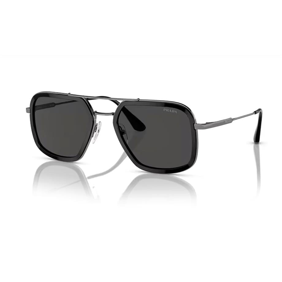 Prada PR 57XS M4Y5S0 54 Erkek Kare Siyah Kombine Güneş Gözlü