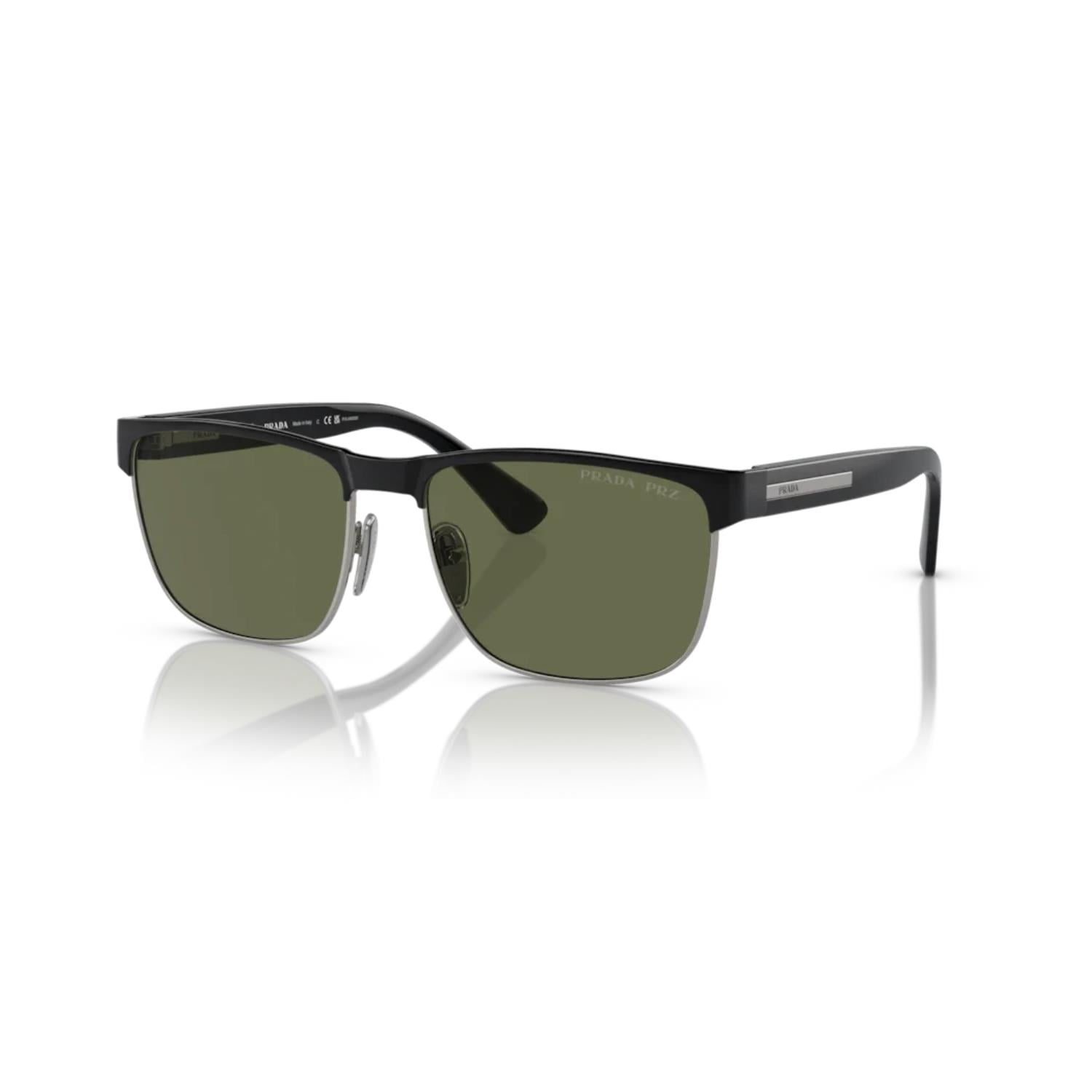 Prada PR 66ZS YDC03R 58 Polarize Erkek Dikdörtgen Füme Güneş