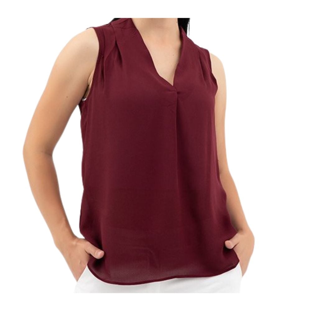 Kalın Askılı Bordo Renkli Şifon Bluz | ozderinbutik.com