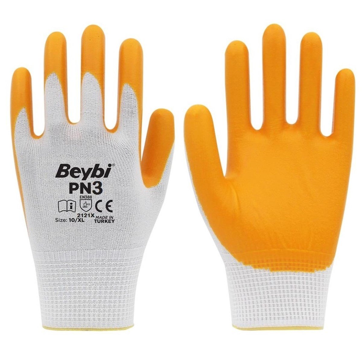 Beybi PN3 Sarı Polyester Örme Nitril İş Eldiveni XL 1 Adet - Nalburun