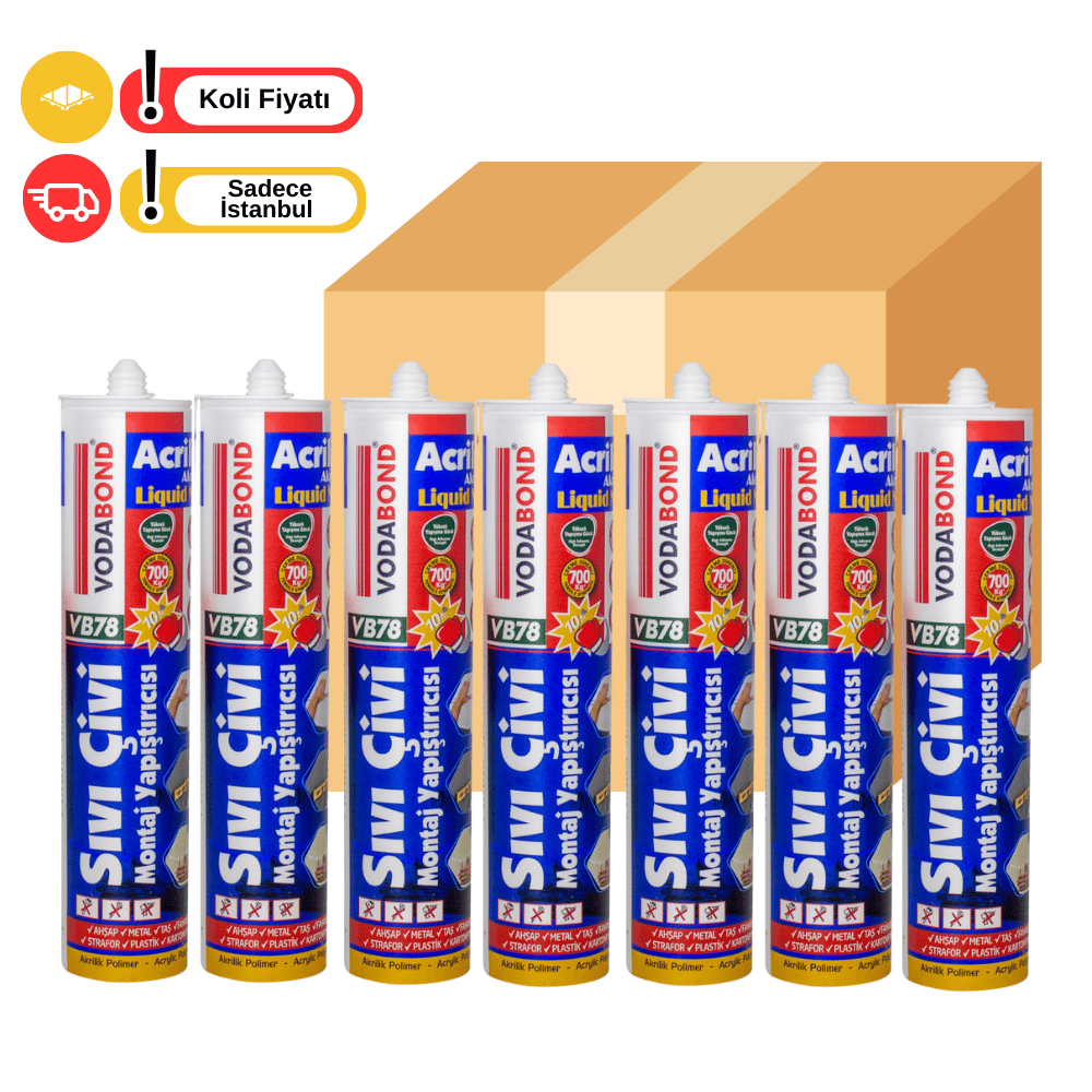 Vodaseal VB78 Montaj Yapıştırıcı Sıvı Çivi - Korniş Yapıştırıcı 420 Gr 25 Adet