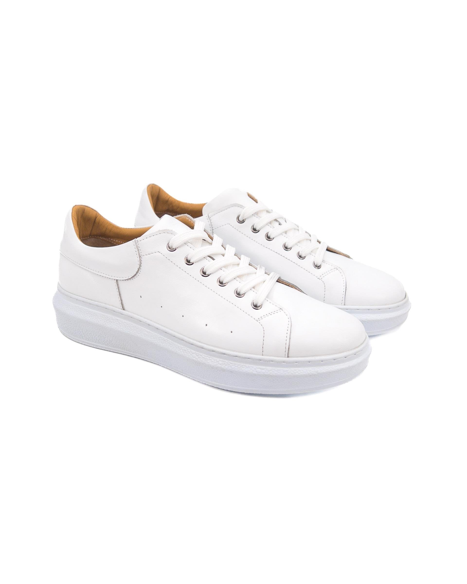 Strada Herren-Sneaker aus echtem Leder in Weiß | Tezcan Shoes