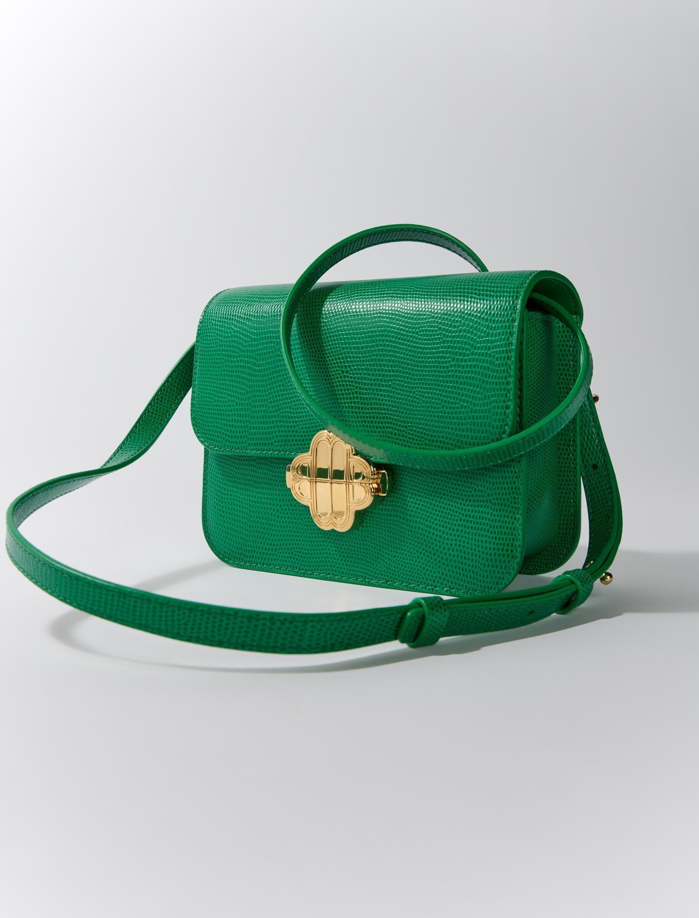 Maje Yeşil Timsah Derisi Efektli Clover Çanta | In-Formal