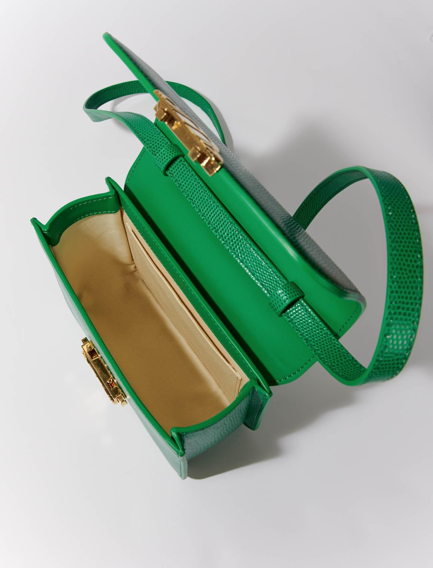 Maje Yeşil Timsah Derisi Efektli Clover Çanta | In-Formal