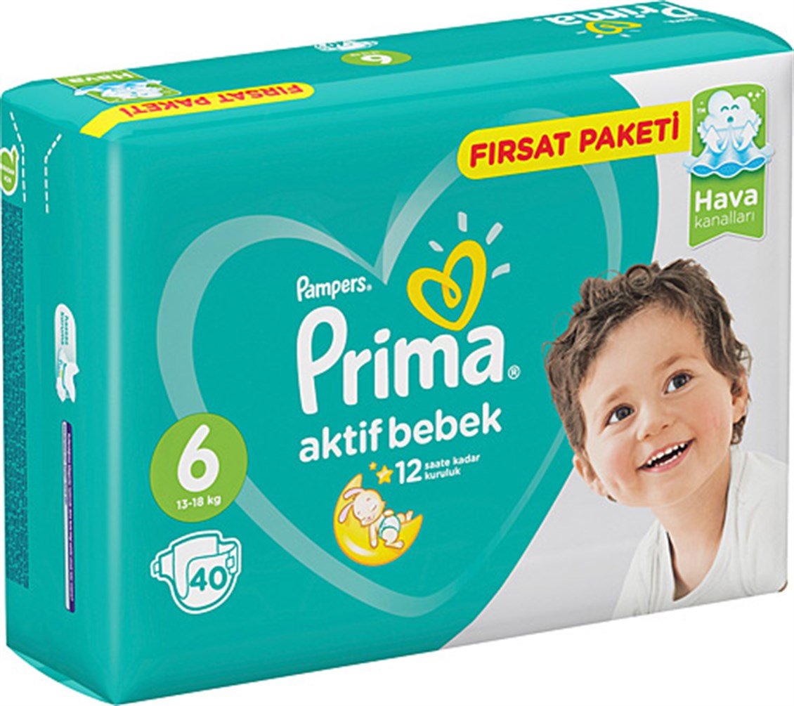 Prima Aktif Bebek 6 Xl Fırsat Paket 40'lı Bebek Bezi - Onur Market