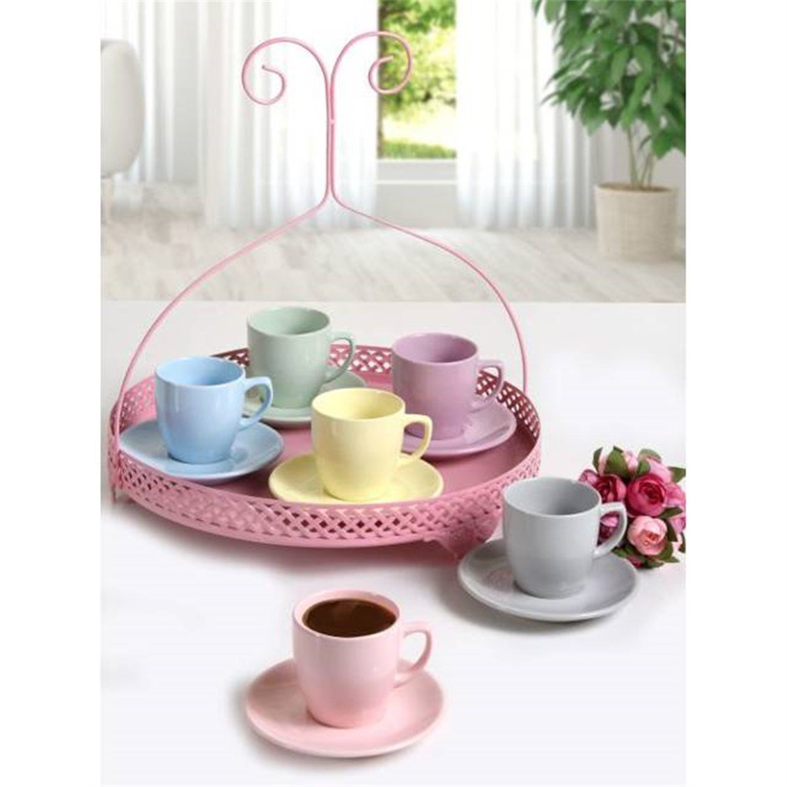 Keramika 2020 Renkli 6'lı Kahve Bardağı - Onur Market