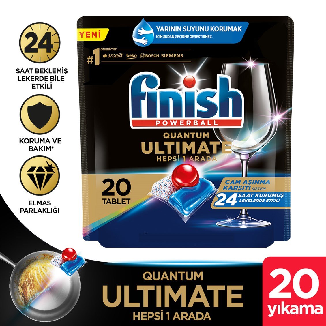 Finish Quantum Ultimate 20 Kapsül Bulaşık Makinesi Deterjanı - Onur Market